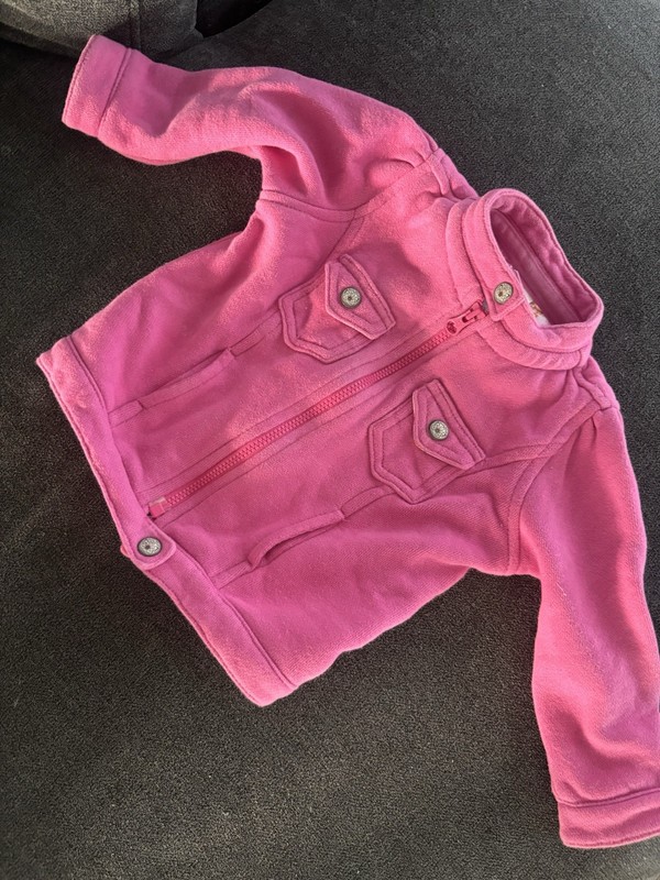 GAP Girls Pink Fleece-Lined Snap-Front Jacket Coat, 6-12 Months