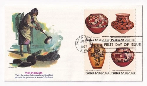 STAMP US SCOTT 1709a "Pueblo Indian Art" 13 CENT 1977 FDC BLOCK OF 4 - I