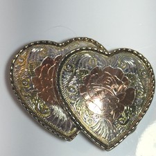 Heart Rose Western Belt Buckle Silver Tone Gold Tone Copper Tone