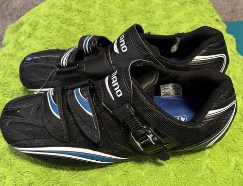 Shimano Mens Road Cycling Shoes Black Blue SH-RO87L Hook Loop 11.8 M EU 47 - Picture 4 of 18