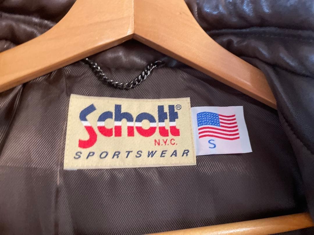 Schott Leather Down Feathers Jacket Sheepskin Lea… - image 5