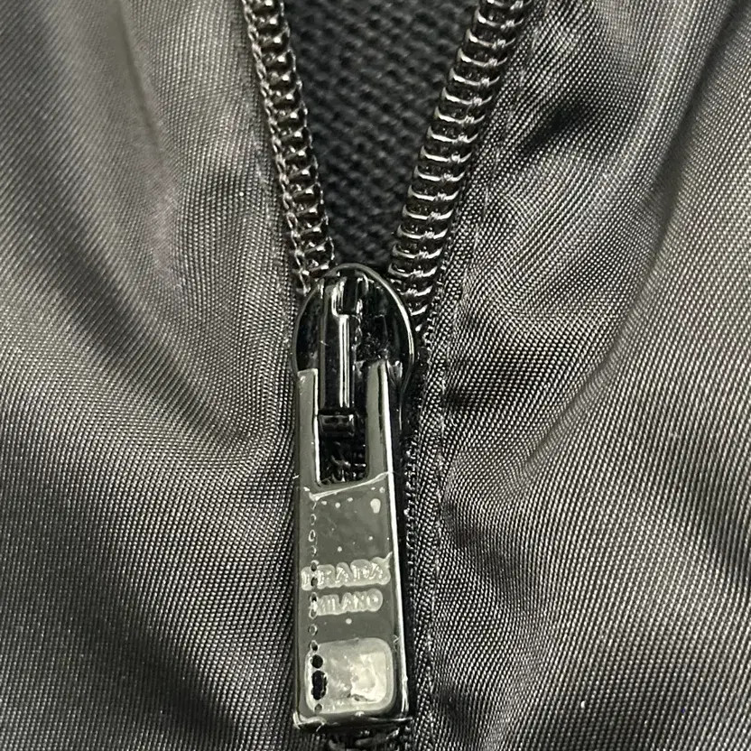 Prada Front Nylon Triangular Logo Knit Hoodie Jacket thumbnail 8