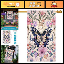 Butterfly Garden Flag 28"x40" Double-Sided Outdoor Decor - Spring Floral Yard Fl