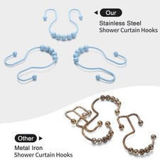 Rustproof Shower Curtain Hooks, 12 Pcs Smooth Sliding Rings for Rods
