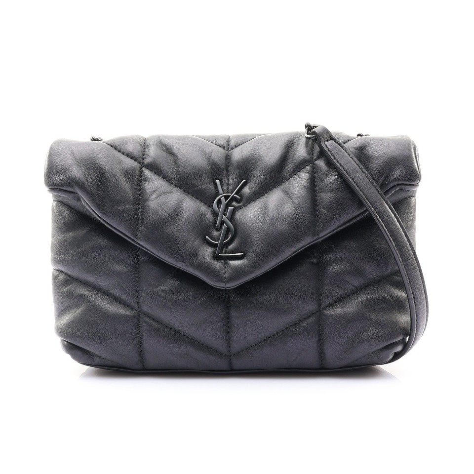 SAINT LAURENT YSL Loulou Puffer Mini Shoulder Bag Black Calfskin Leather 620333