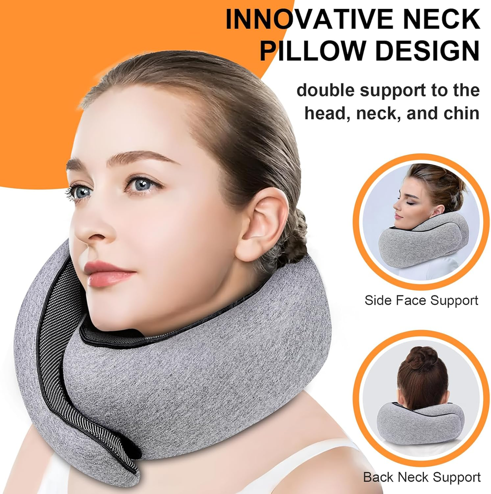 Memory Foam Neck Travel Pillow for Airplane Comfort - Compact & Ergonomic Design