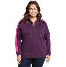 J Jill Fit - Quarter Zip Sweatshirt Cotton Modal Casual Women's XL Magenta Pink