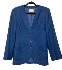Vintage Pendleton Virgin Wool Jacket Blazer Women's Size 10 Teal Blue Old Money