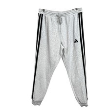 Adidas Mens Essentials 3 Stripe Fleece Joggers L NWT Heathered Gray Track Pants
