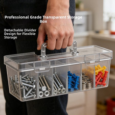 Stackable Transparent PP Parts Box with Removable Dividers for Screws and Nuts