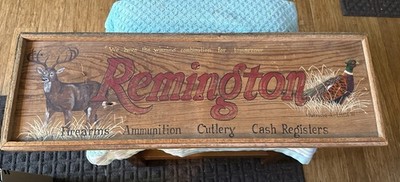 EARLY STYLE REMINGTON FIREARMS DEALER SIGN - Pat Little Painted Guns & Ammo Sign
