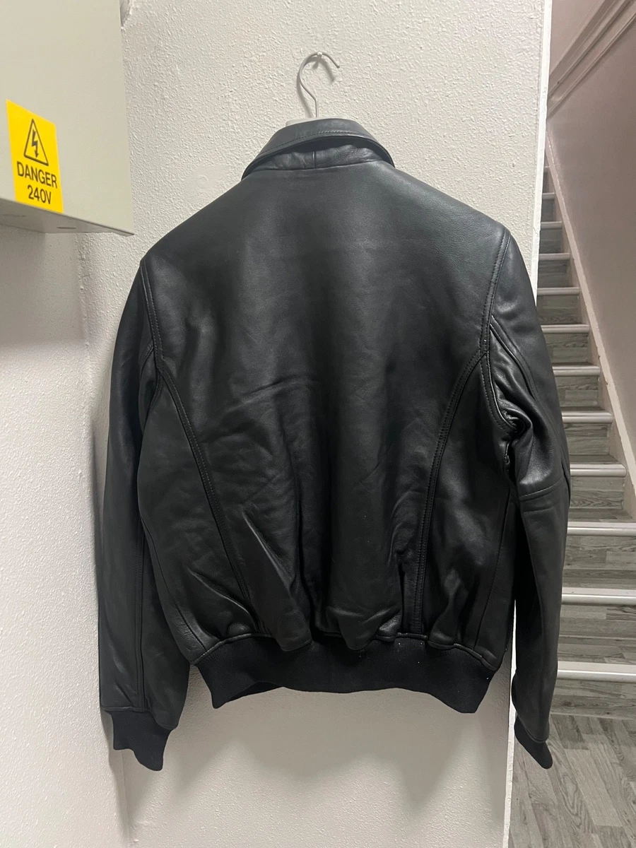 Chaqueta Bomber Schott LC Jet Cuero Negro Cremallera Talla S