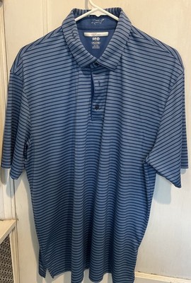 Greg Norman Play Dry blue striped short-sleeve performance golf polo shirt XL
