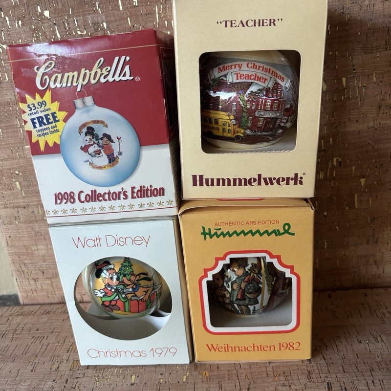 4 Vintage Nostalgia Christmas Ornaments-Disney-Campbell-Hummel