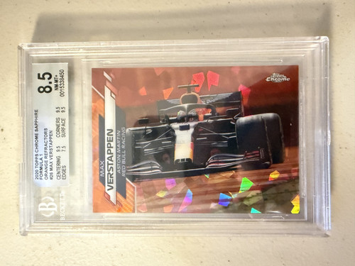 2020 Topps Chrome Sapphire Formula 1 F1 Max Verstappen Orange /25 BGS 8.5