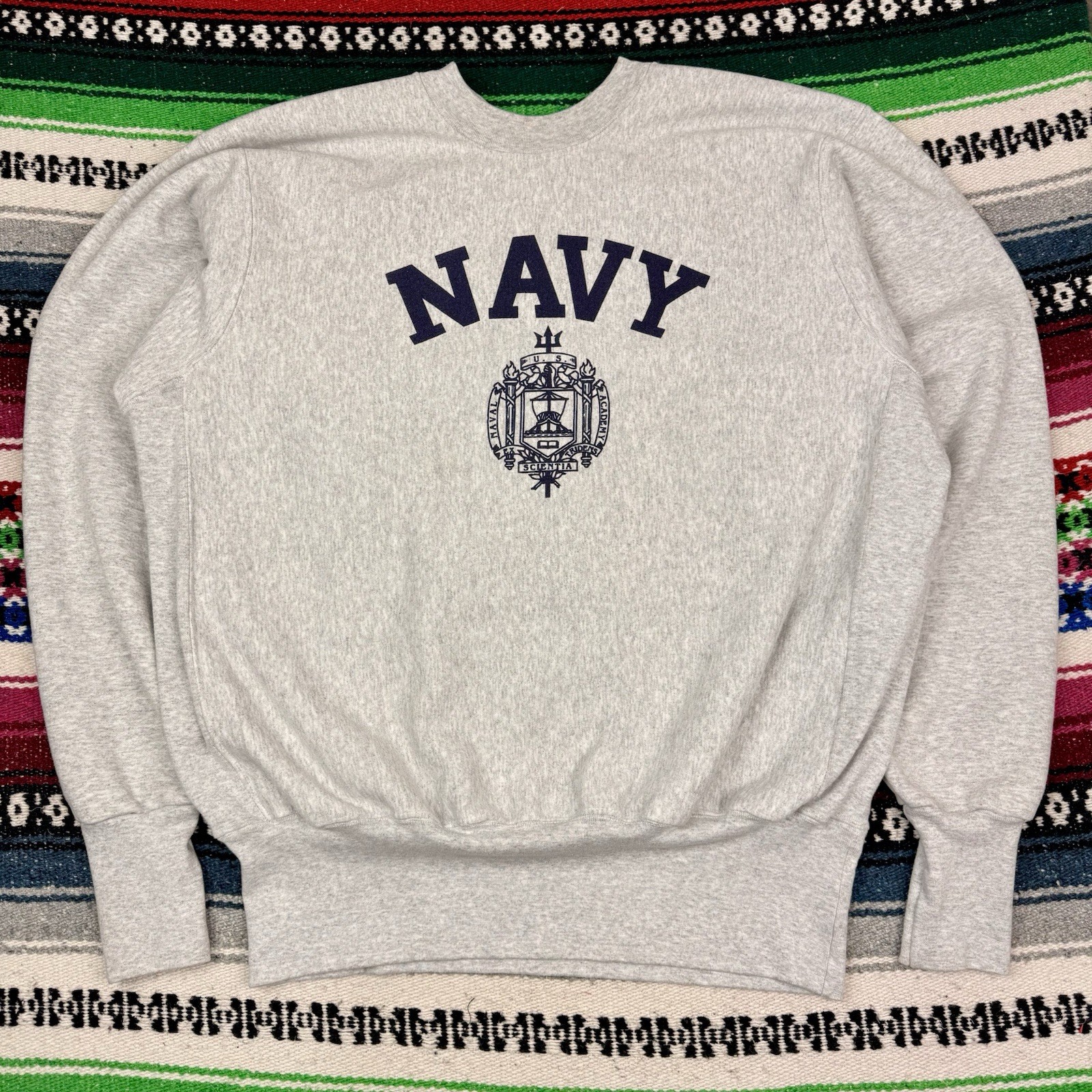 VTG U.S. Naval Academy Store Mens L Gray Reverse Weave Sweatshirt Mi USA