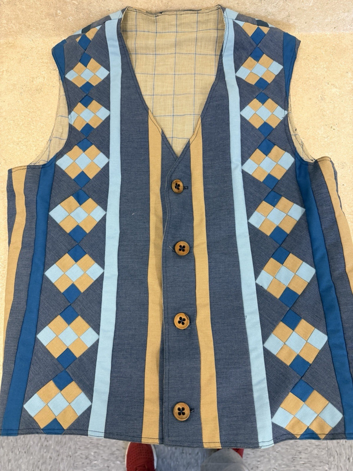 Patchwork Vest Handmade Vintage - image 2