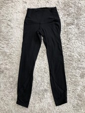 Lululemon Yoga Pants Womens 4 Black High Rise Mesh Panel Leggings Running Gym