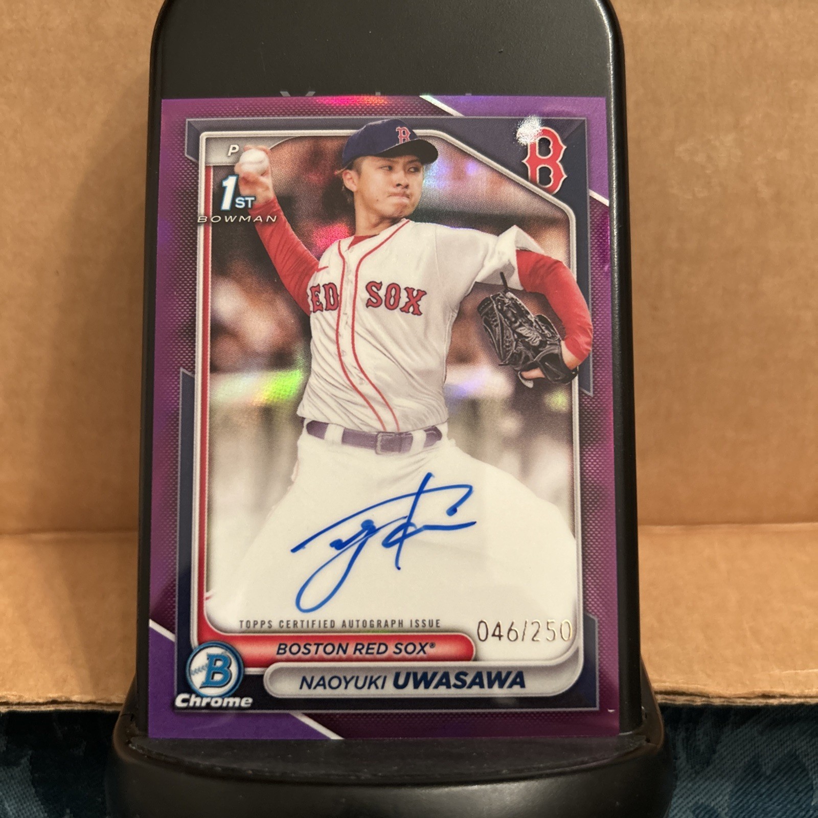 Naoyuki Uwasawa Auto #/250 Purple Refractors 2024 1st Bowman Chrome Card Red Sox