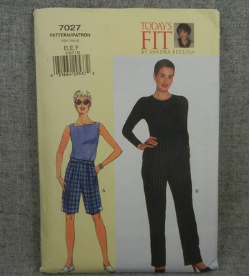 Vogue 7027 Misses Miss Petite Shorts Pants size D E F waist 32 1/2-37 1/2 Uncut