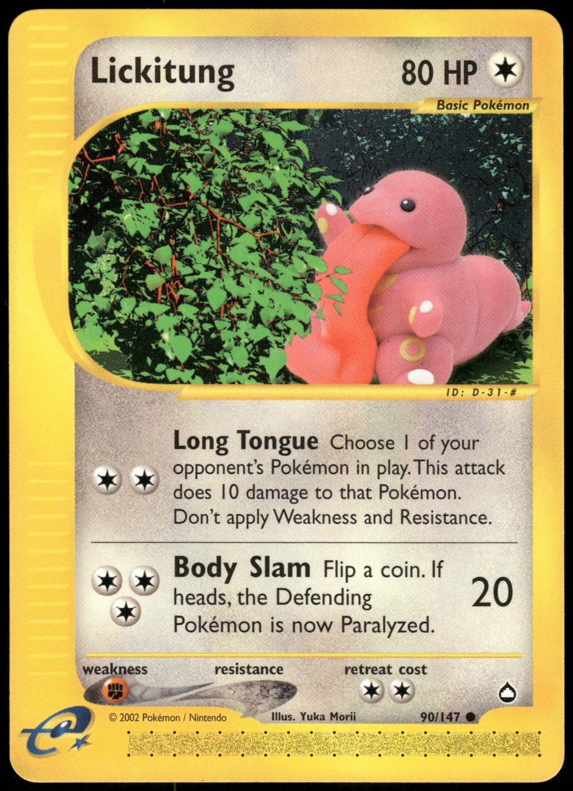 Pokemon TCG Lickitung Common Aquapolis 090/147