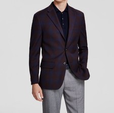 Tommy Hilfiger Men's Red/Blue Plaid Modern Fit Sport Coat Suit Jacket Size 36S