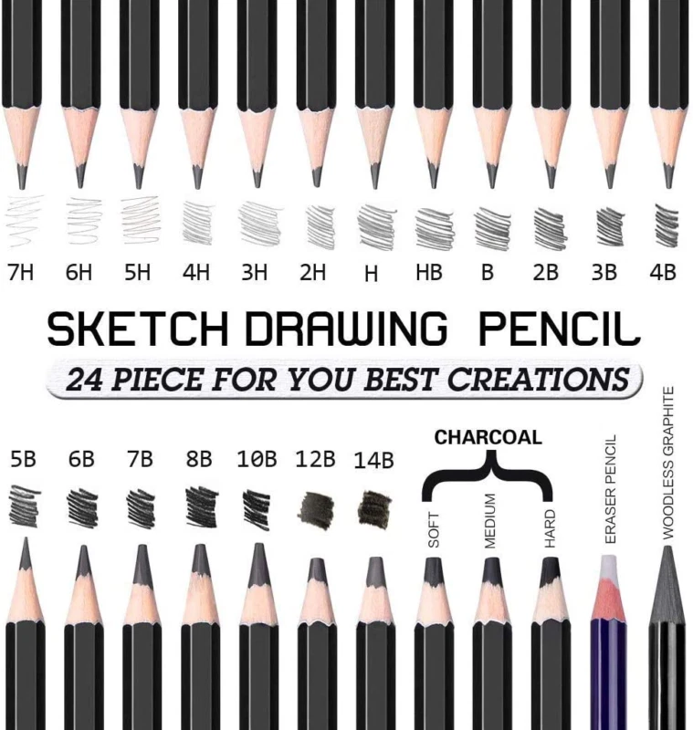 H&B Sketching Pencils Set Drawing and Sketch Kit (48-Piece)