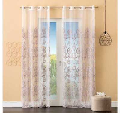 Pannello Tenda Singolo Linea Oro - Rosa, Semitrasparente, Cm 140x280