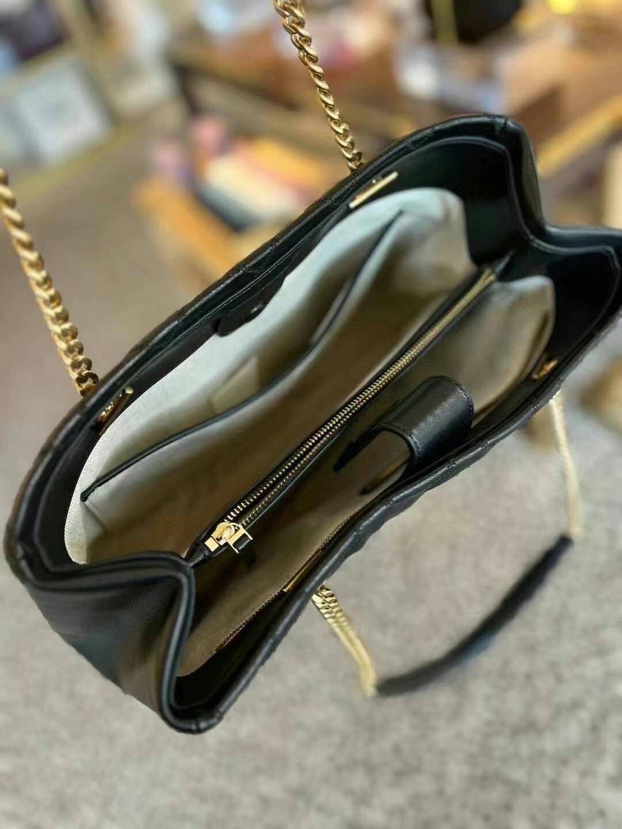 NWT Tory Burch Willa Quilted Leather Tote Bag in Black $678