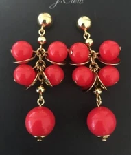 Authentic J.Crew Red Gold Pea Pod Drop, Natural, Retail $48