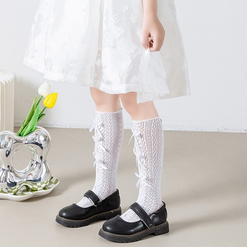 Out Lace Korean Style Stockings Knee High Socks Kids Hosiery Girls Long Socks - Picture 7 of 26