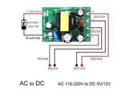 AC 220v - 240v to Dual DC 5v & 12v Power Supply
