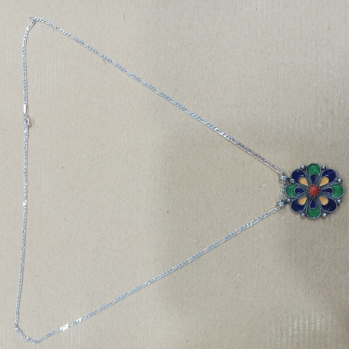 Ancienne Broche En Argent Massif Traditionnel Émaillé Ben