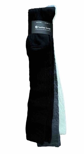 Teehee Long Thigh Highs Over The Knee Cable Socks Black White Gray Grey - Picture 2 of 3