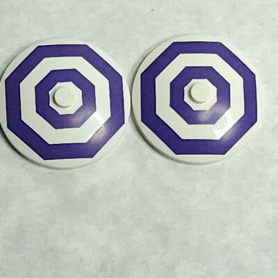 LEGO Part 3960pb020 Dish 4x4 Inverted Radar with 2 Dark Purple Octagons Pattern