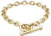 9ct Yellow Gold T-bar Bracelet 18cm/7 Uk + Free Gift 9ct Yellow Gold T-bar Bracelet 18cm/7 Uk + Free Gift