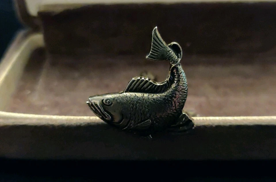 Gemelos Dante estilo pez saltador tono plata nuevos en caja vintage envío gratuito Foto 3 de 4