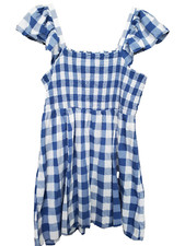 Old Navy Fit & Flare Flutter Sleeve Blue Gingham Plaid Dress Size XL Cottagecore