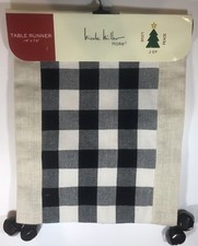 NICOLE MILLER NEW!!! FARMHOUSE Table Runner 14”X72” Check Burlap BELLS Holiday