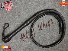4 Feet 12 Plaits Brown Real Top Grain Leather Heavy Duty Bullwhip Antique Gift