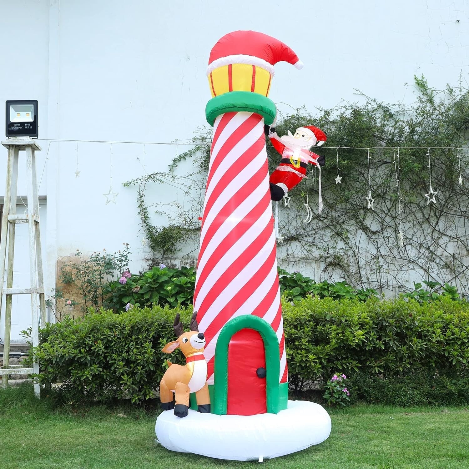 9.8ft Christmas Inflatable Decorations,Giant Blow Up Lighthouse,Santa