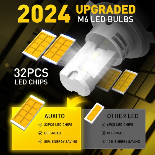 AUXITO 9003 H4 LED Headlight Bulbs Kit High Low Beam Amber Yellow 3000K Lamp 2x - Picture 8 of 14