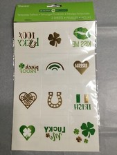 NEW St. Patrick's Day Metallic Green Gold Temporary Tattoos 2 Sheets