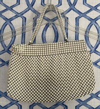 Vintage Whiting Davis Co Bubble Mesh Purse Alumesh Handbag White Zipper