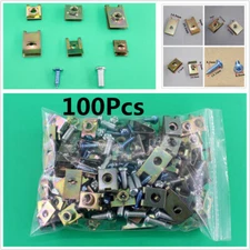 U-Type Rivets Door Panel Fender Screw Fastener Fixed Clips For Car 100Pcs Metal