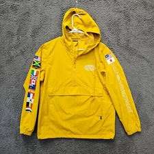 HUF World Tour Anorak Jacket Adult Size Small Yellow Hooded Half Zip