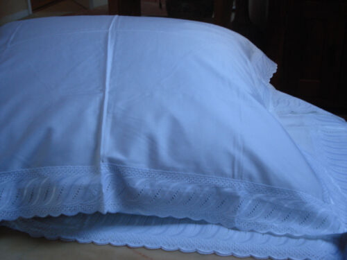 edle elegante weiße Satin Bettwäsche 80/80 u.160x210 Schweizer Stickerei Spitzen