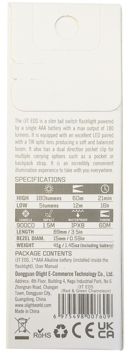 Olight I3T EOS Red & Green Chameleon Birthday Exclusive Flashlight