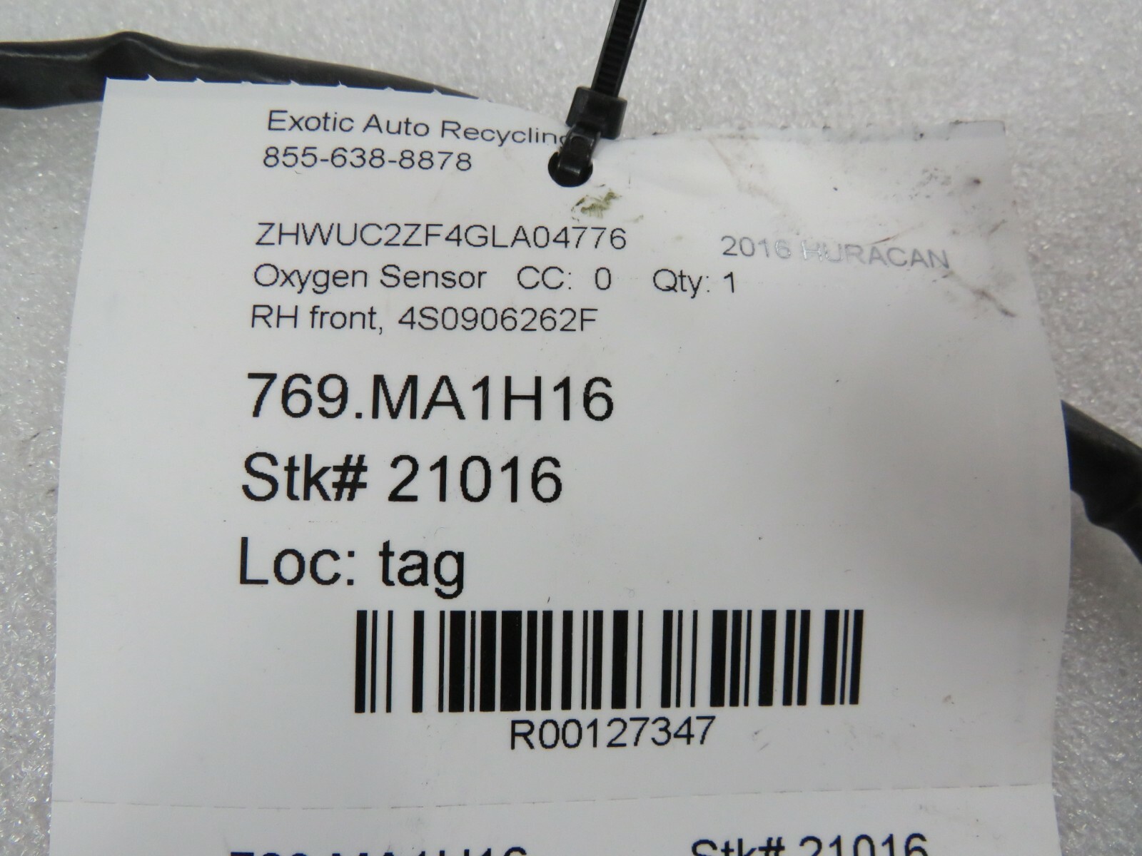 Lamborghini Huracan, LP 610, 580, RH, Front Oxygen Sensor, Used, P/N 4S0906262F
