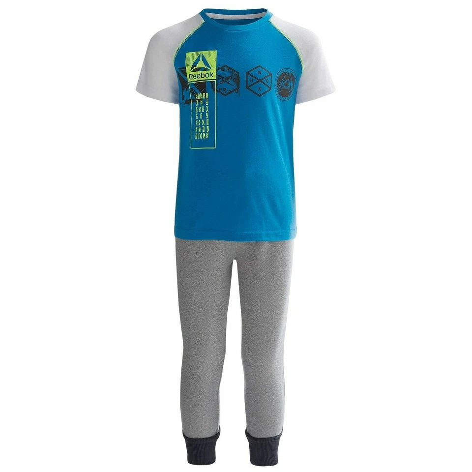 Conjunto REEBOK para niños: camisa gráfica y pantalones deportivos de lana pesada elige color y talla 5, 6 Foto 4 de 4